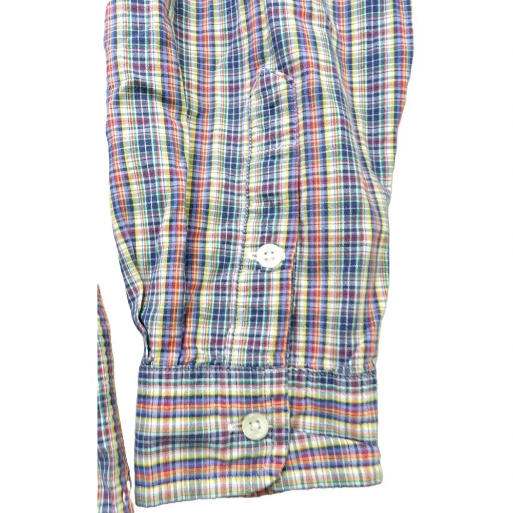 Ralph Lauren Boys Large 16/18 Plaid Button Down Shirt Madras OCBD Cotton LS Pony